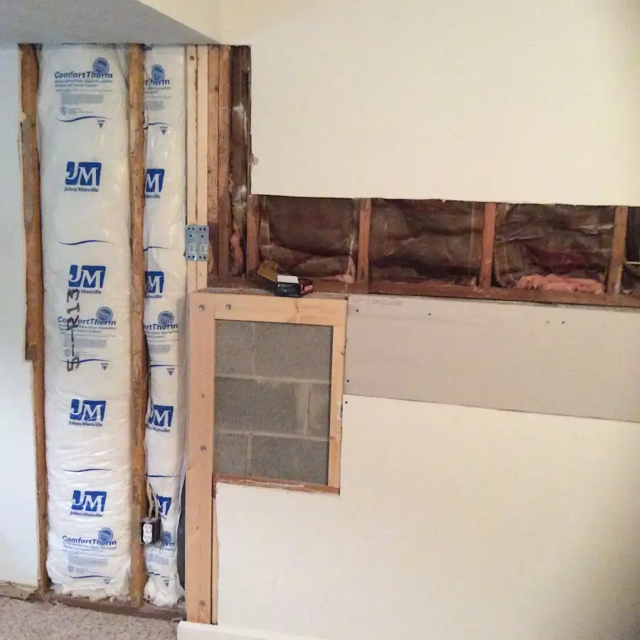Wall insulation replacement during Basement Flood Cleanup in Cheektowaga
